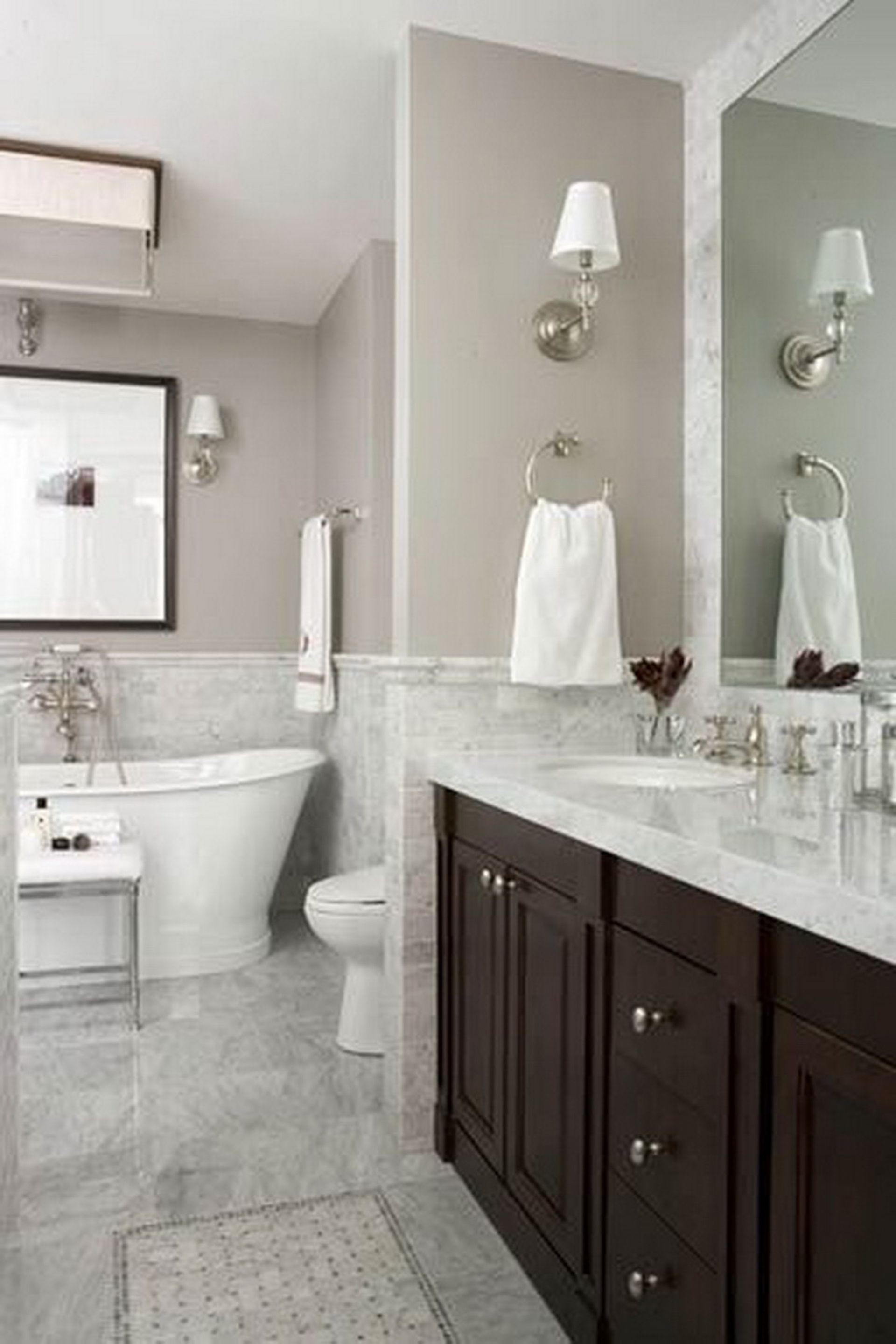 Dark wood vanity bathroom