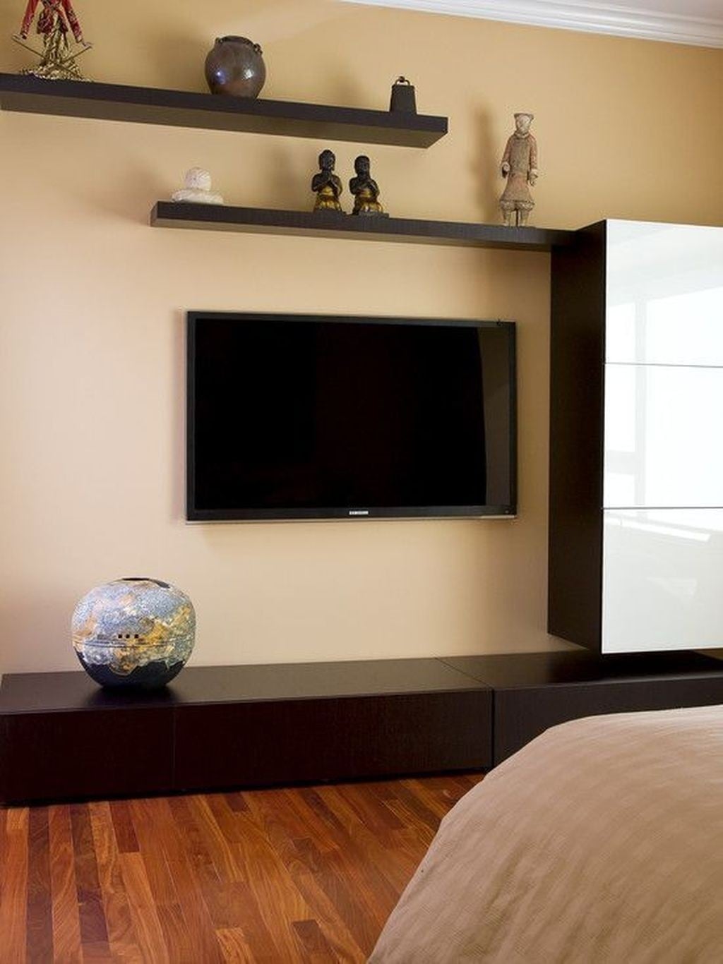 Floating shelves around flat screen tv