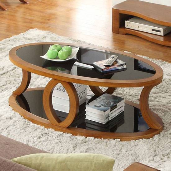 Oval coffee table with storage 7