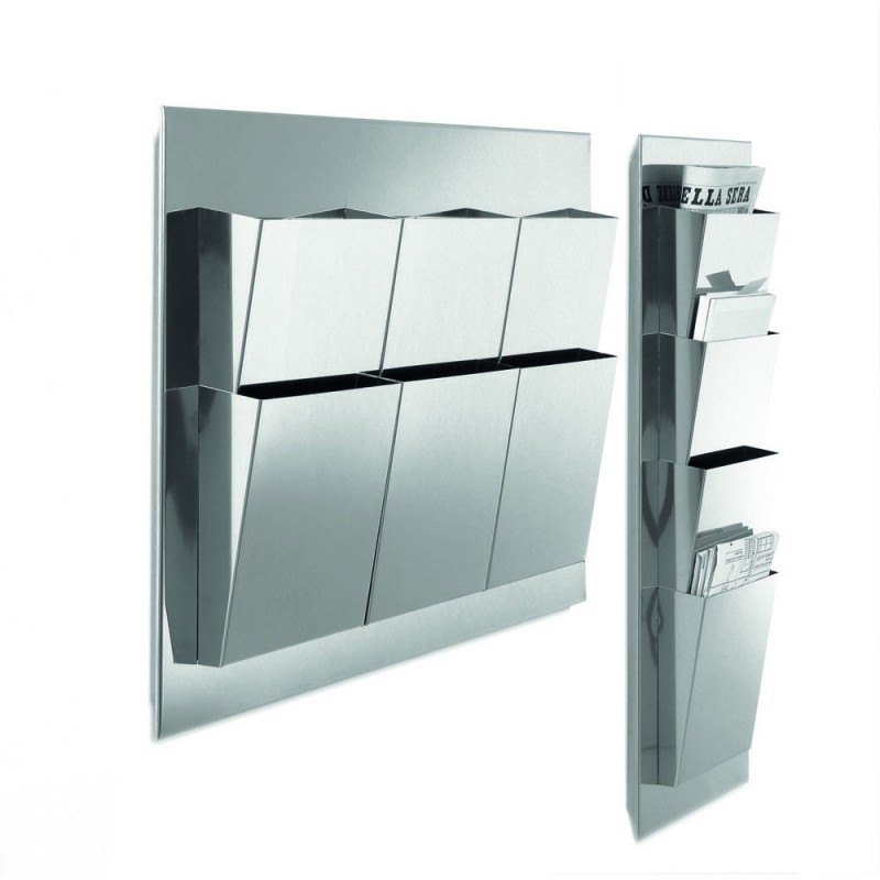 Wall mounted metal magazine rack