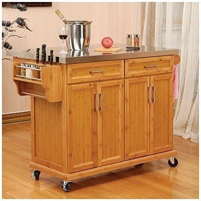 Bamboo stainless steel top kitchen cart at big lots we