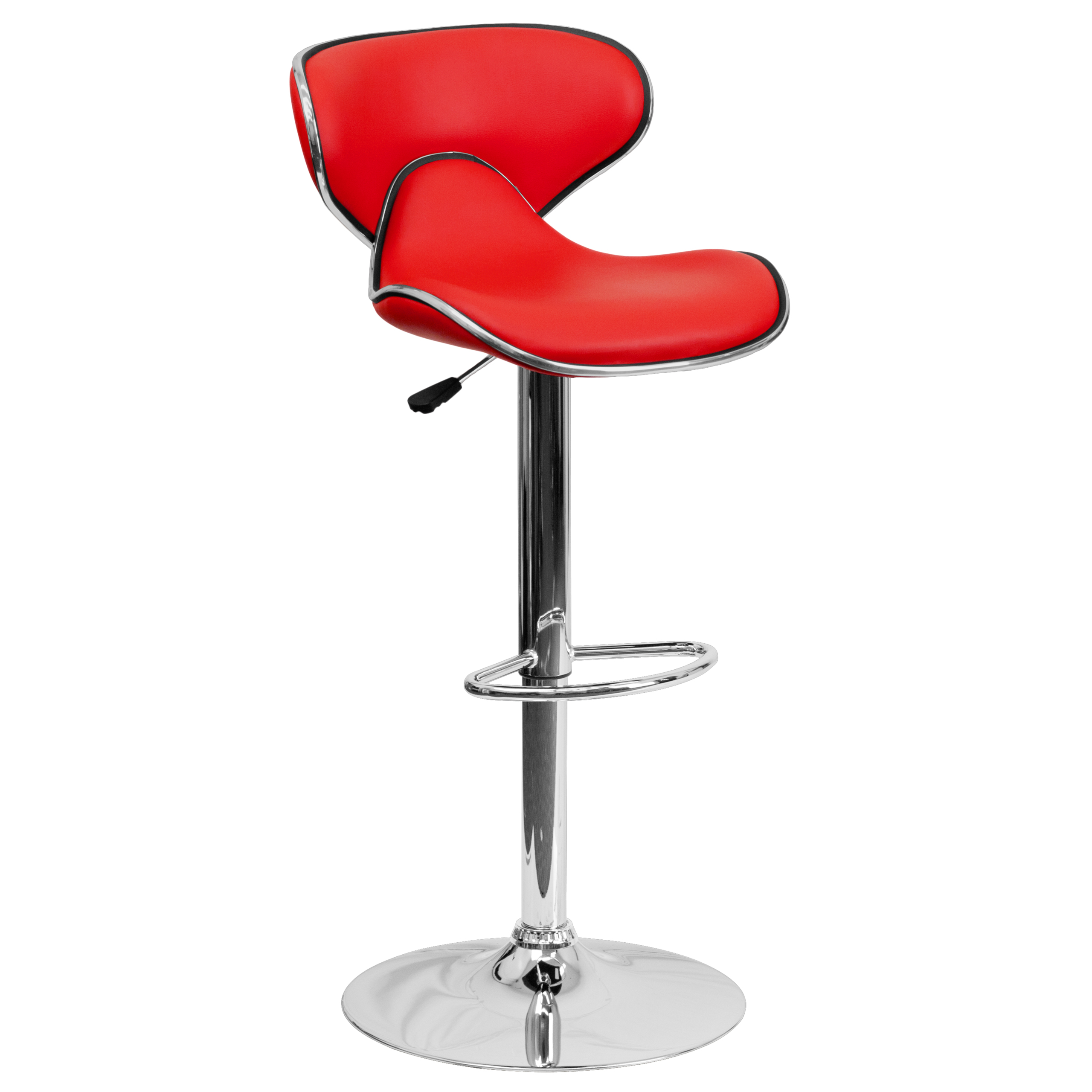 Best Ergonomic Adjustable Height Bar Stool Chrome Red Swivel Seat Retro Fun New