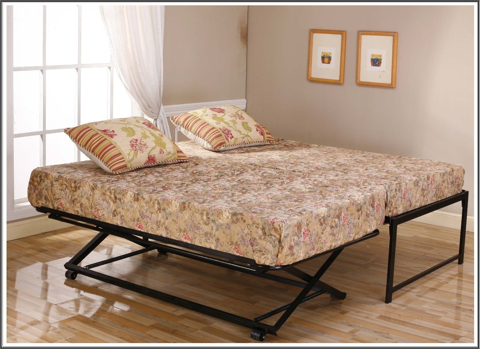 Black finish metal day bed daybed frame pop up trundle