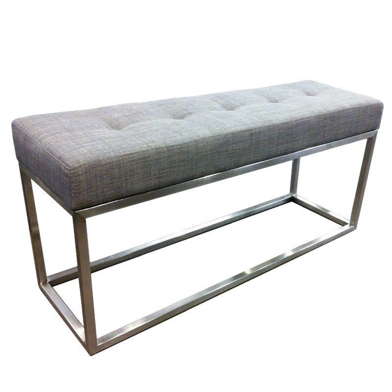 Emily narrow fabric bench light grey