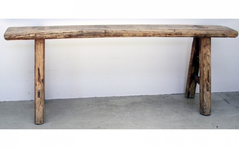 Narrow rustic elm bench
