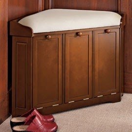 Corner storage bench entryway