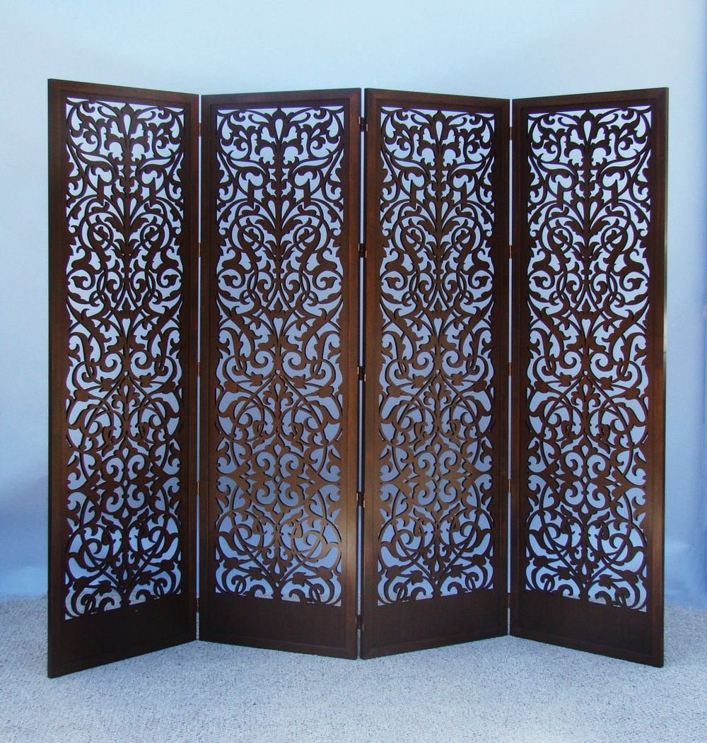 Laser cut wood room divider screen