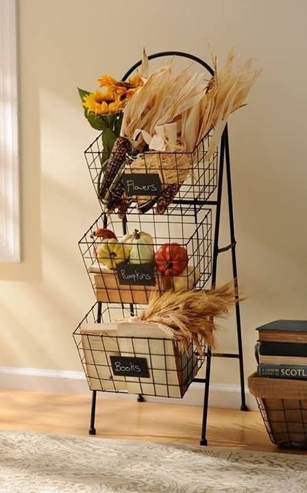 Wicker basket storage tower