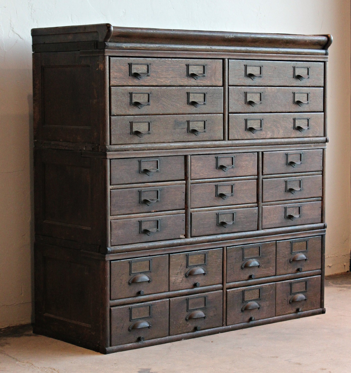 Antique wooden 23 drawer storage cabinet home lilys design ideas