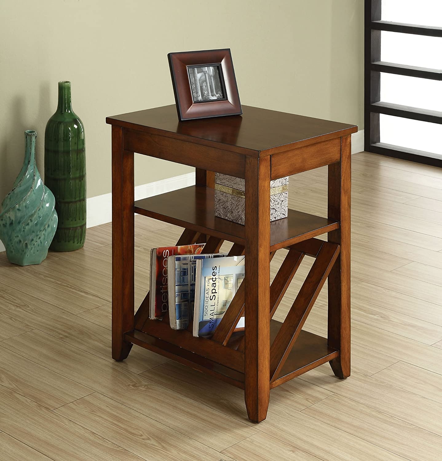 Kailer single drawer magazine rack side table