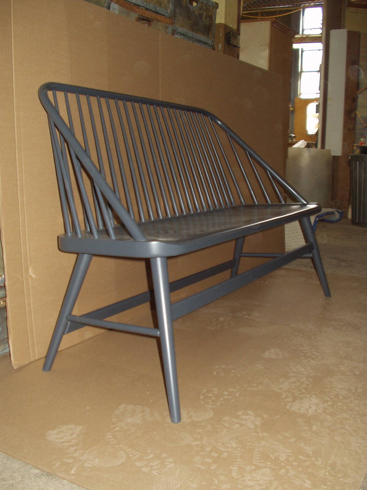 Recently completed painted version of the contemporary windsor bench 2
