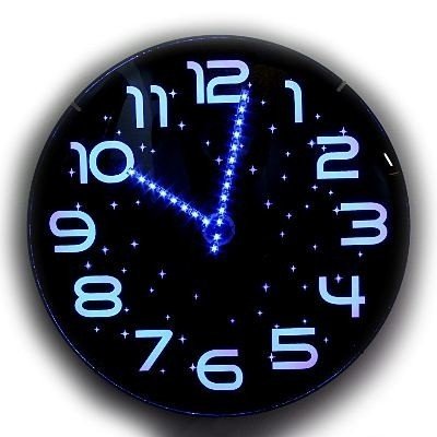 Twilight stunning analog blue led wall clock 30cm