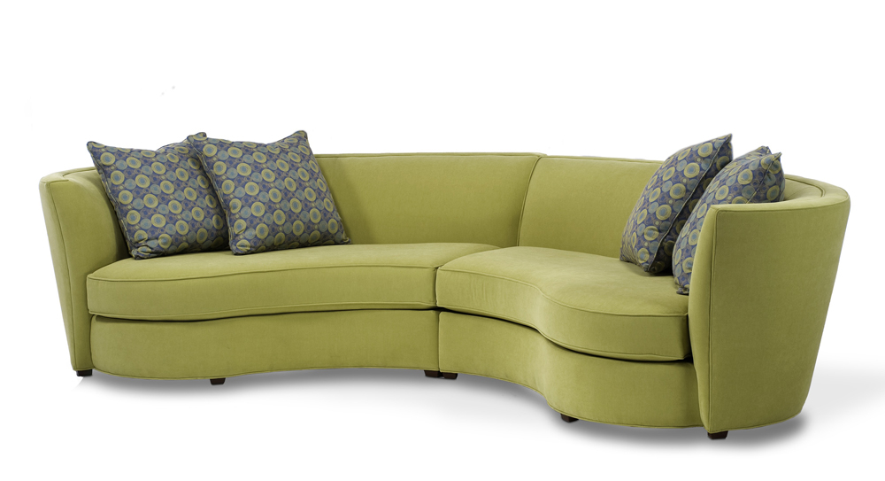 Curved leather sofa