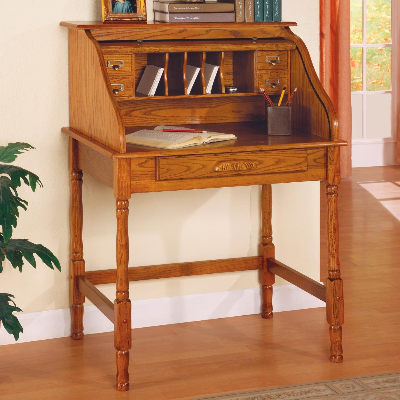 Classic Palmetto Small Roll Top Wooden Desk