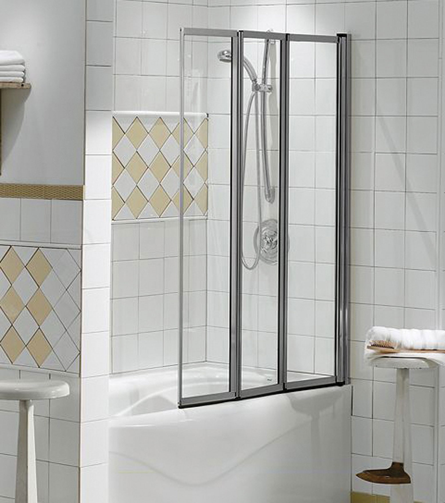 Maax collection 3 folding panels trackless tub door