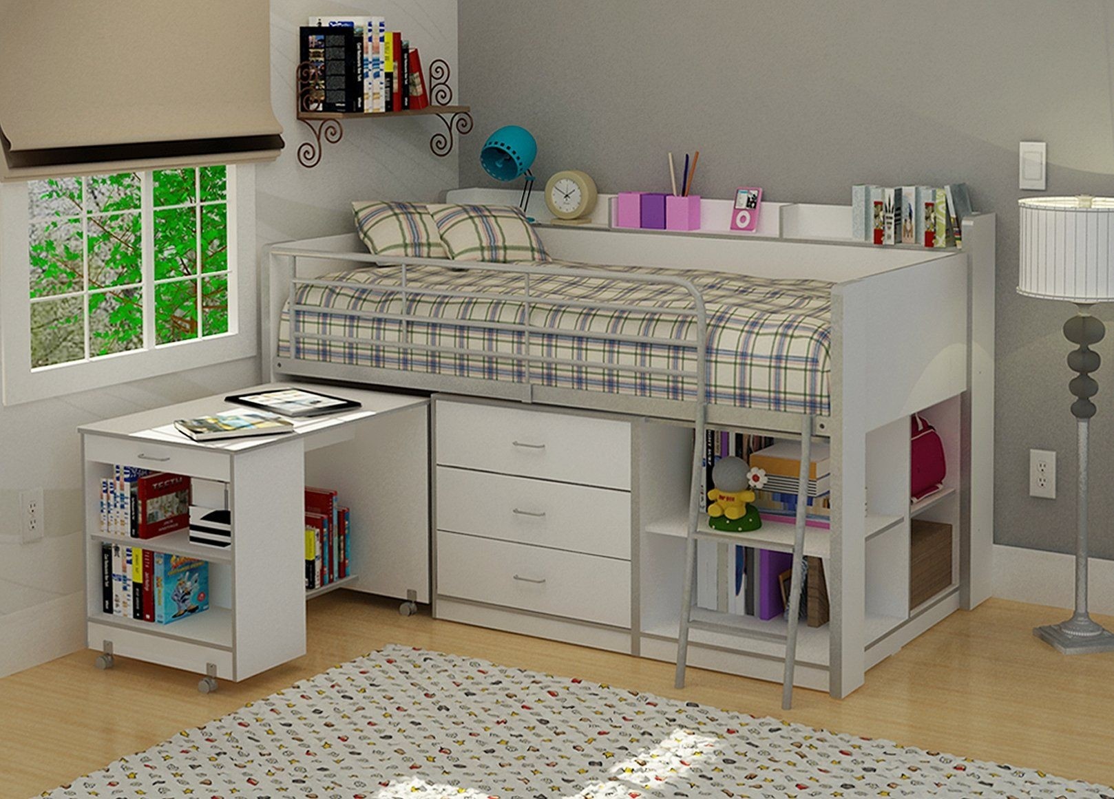 Storage loft bed with desk bundle check price