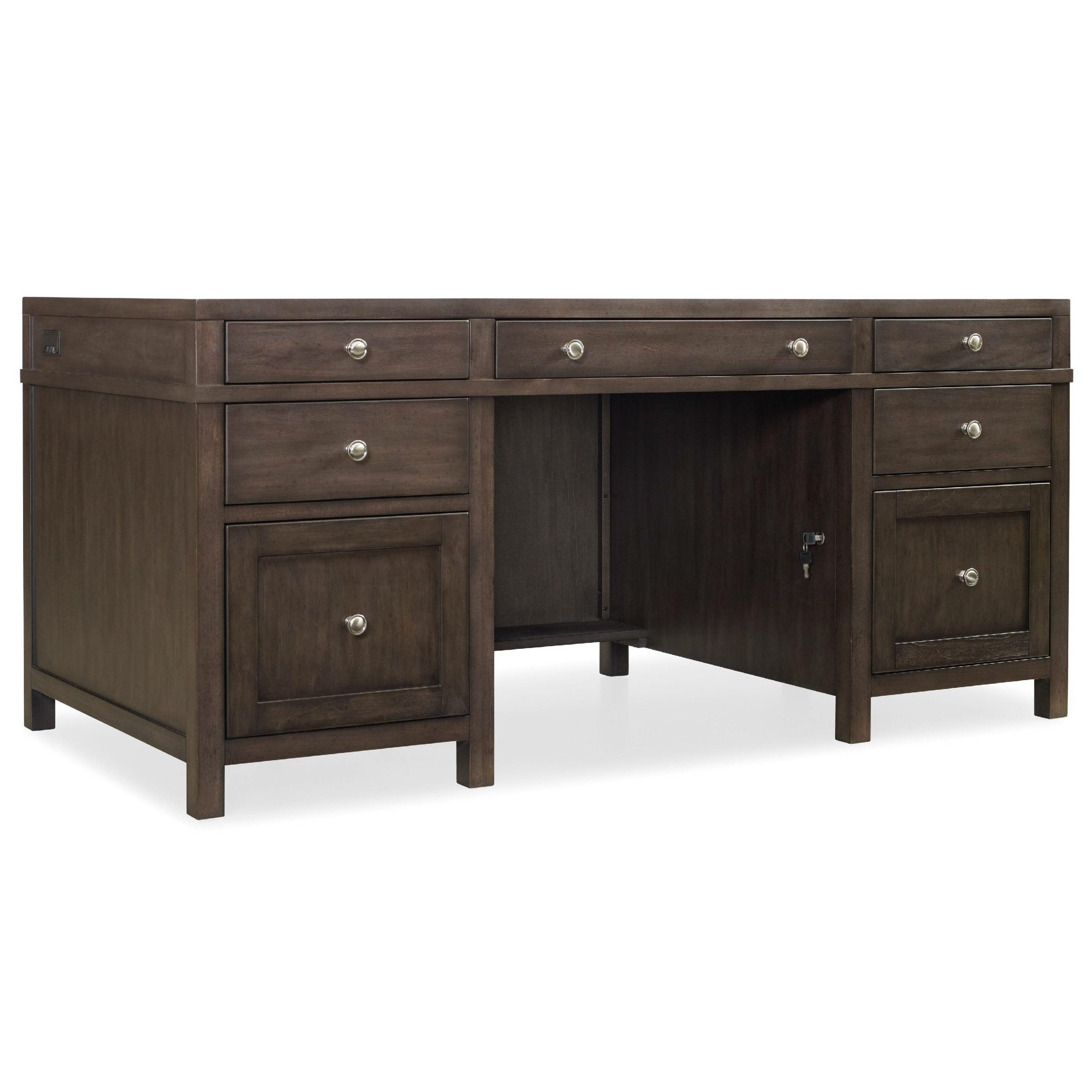 Desk with locking drawers