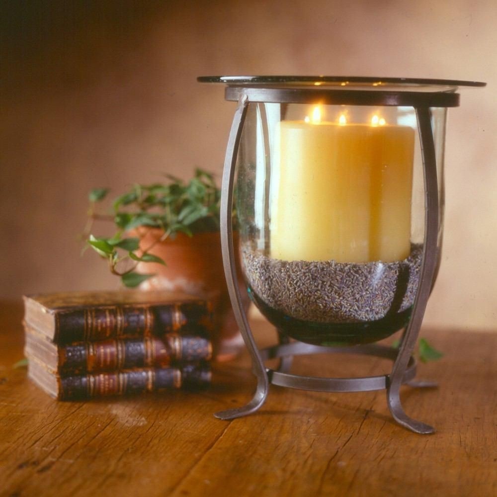 Homart table top hurricane candle holder wrought iron glass