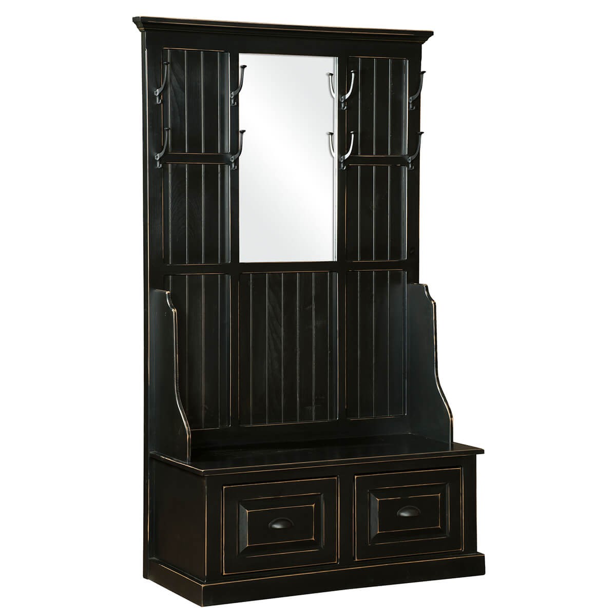 Amish hall tree with storage bench entryway coat trees 3