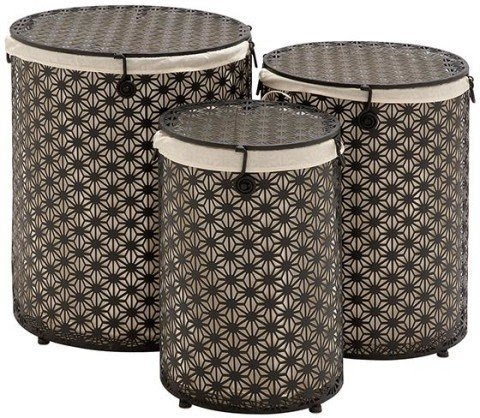 Round hampers set of 3 metal hamper laundry hampers homedecora