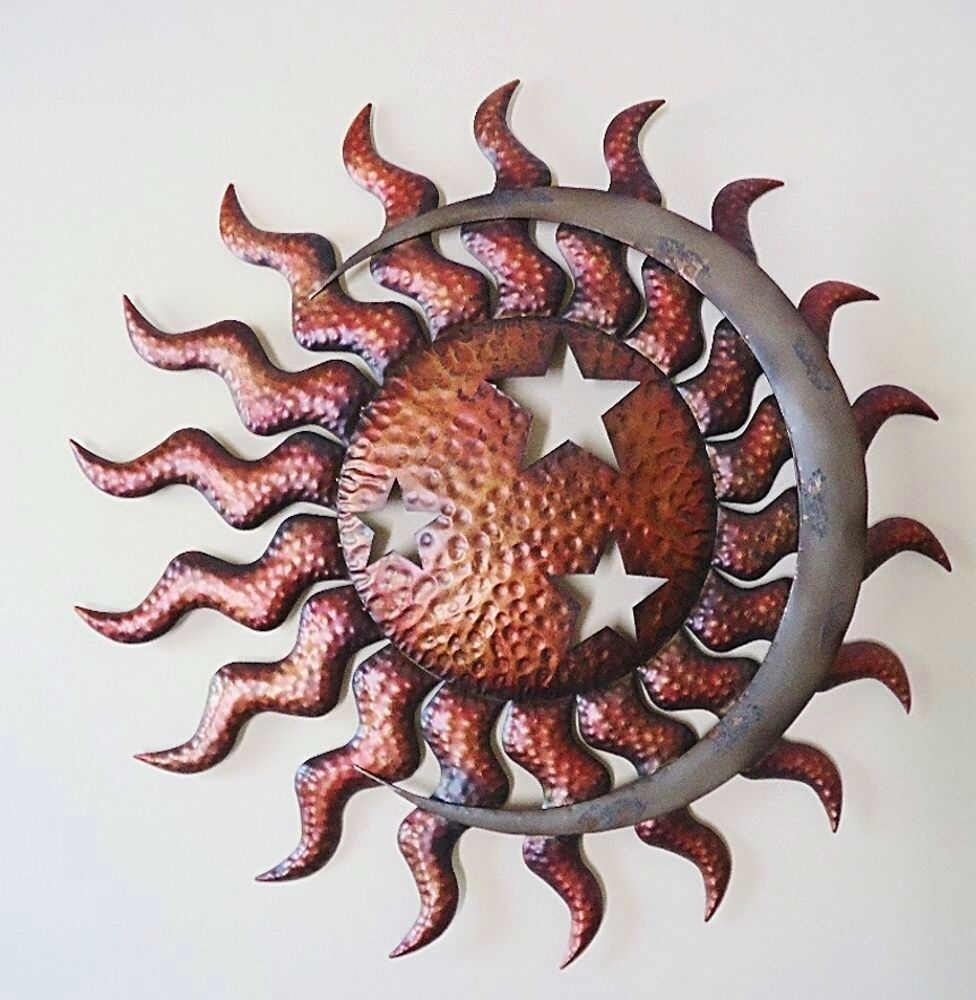 Sun moon stars wall art large metal indoor outdoor hanging