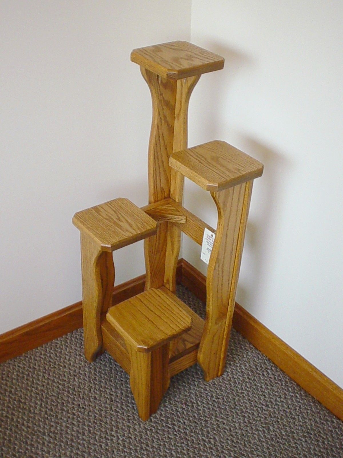 White wooden plant stand
