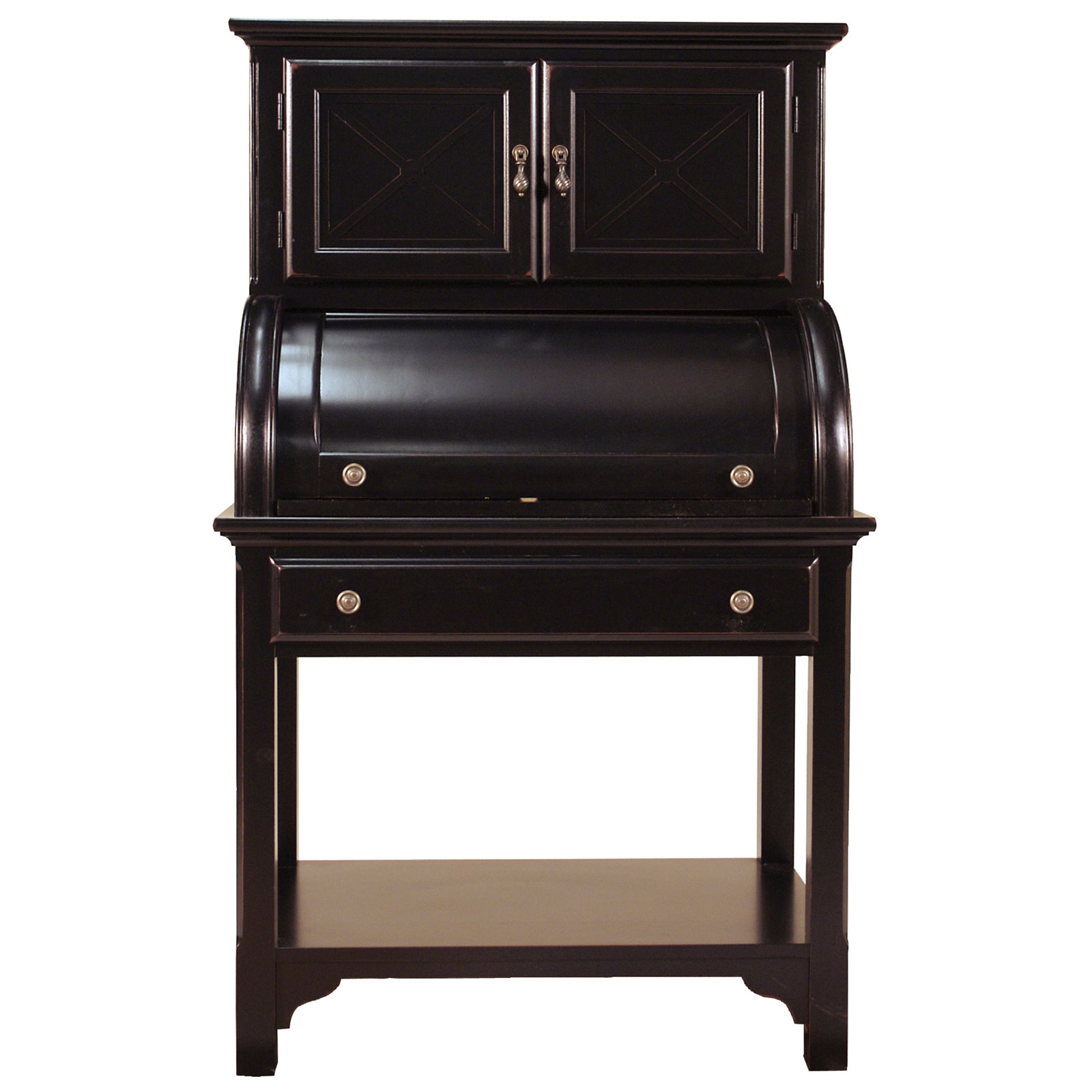 Riverside black computer roll top desk cobble hill barrel