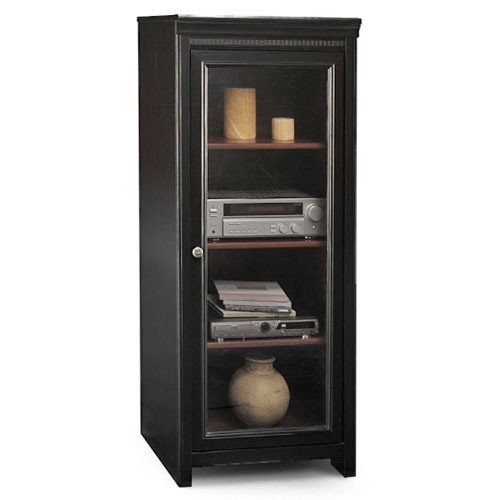 Bush stanford audio cabinet antique black and cherry
