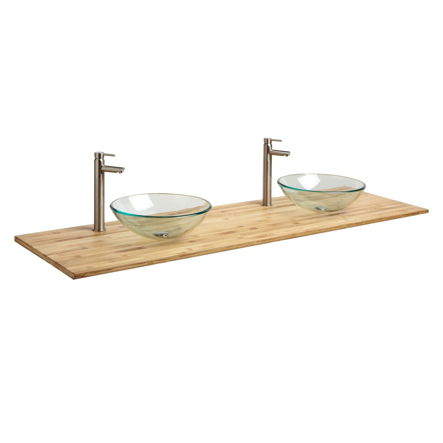 Home bathroom 73 bamboo vanity top for double vessel sinks