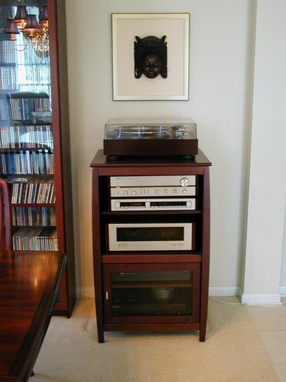 Tech craft veneto audio rack in walnut brown
