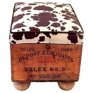 Cow print ottoman