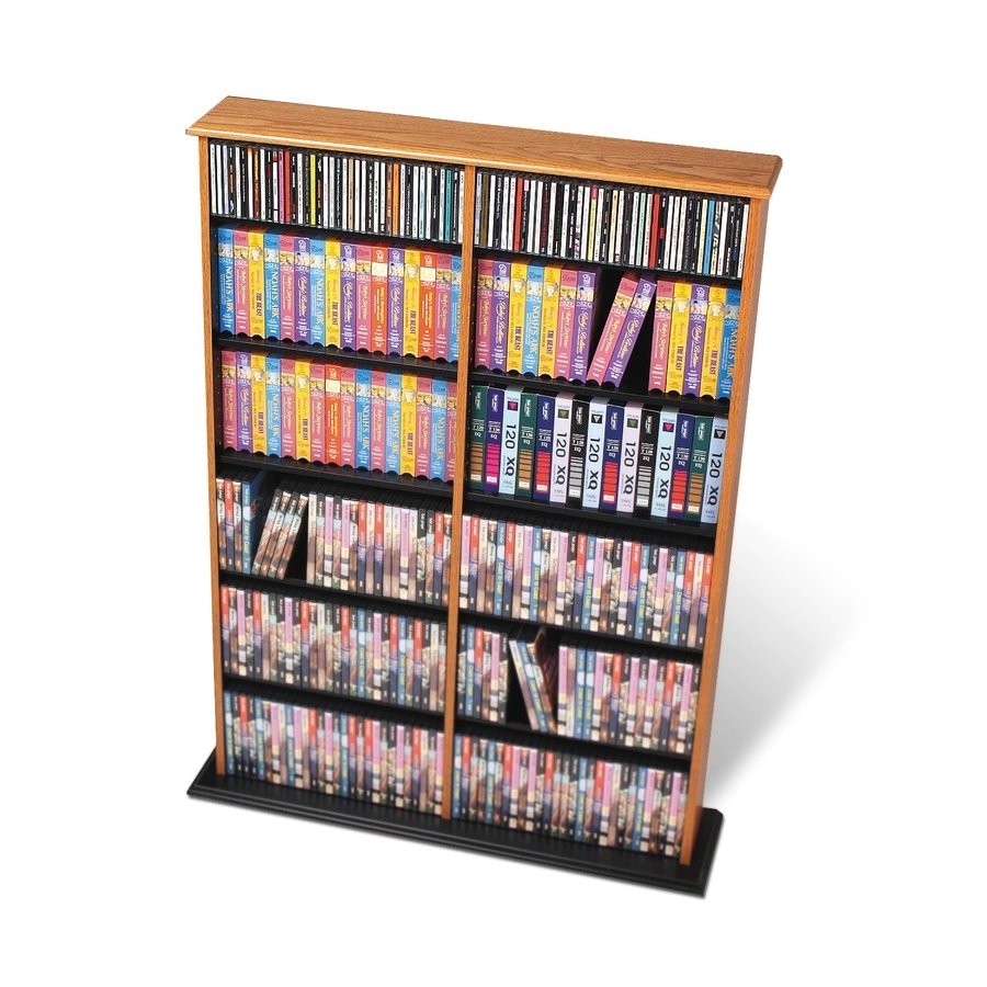 Details about prepac double width wall oak cd dvd media