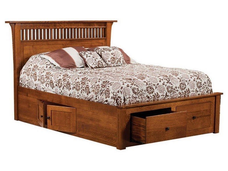 Empire mission headboard with drawer unit 004 2 blanket drawers