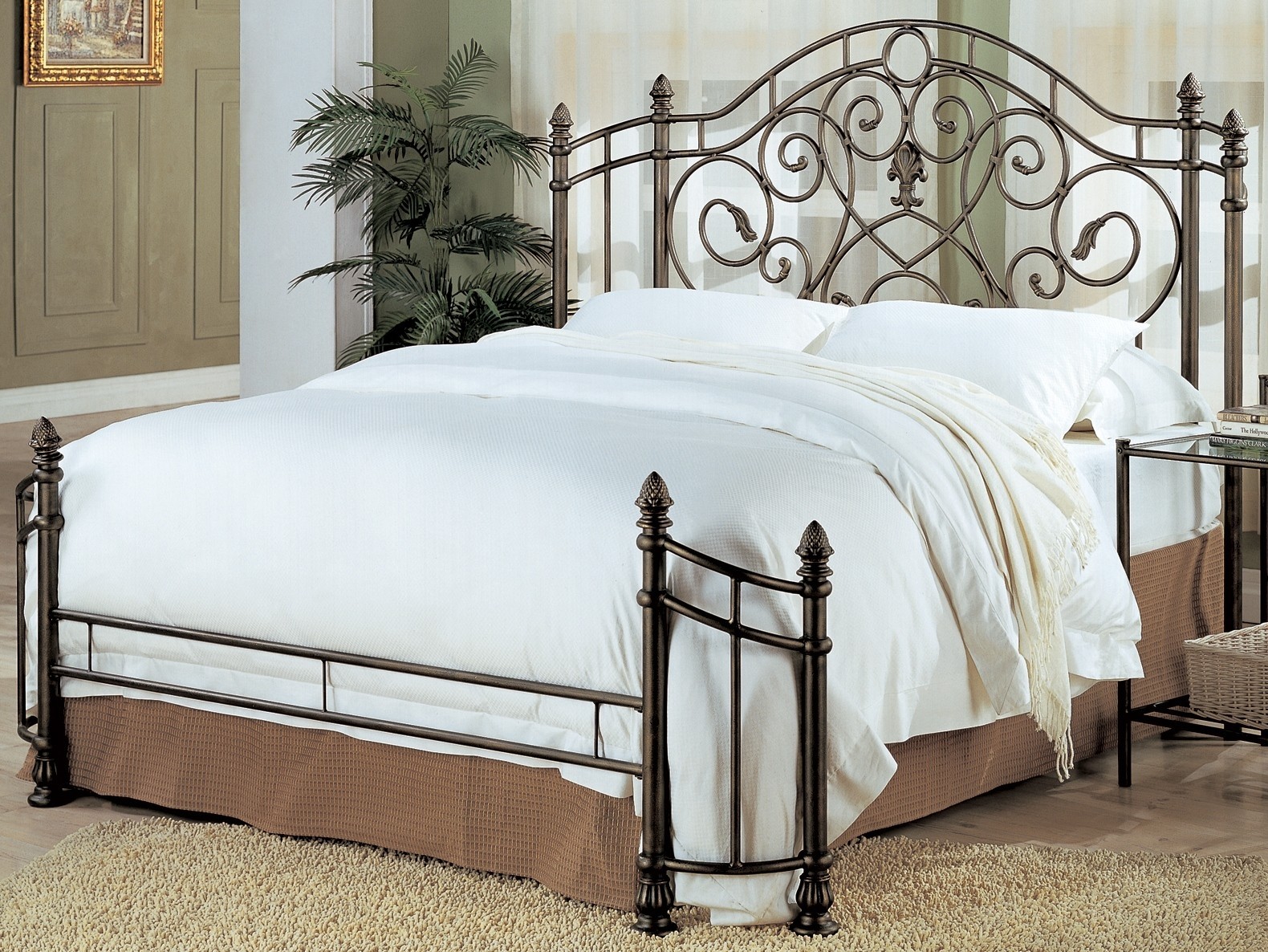 White metal headboard king