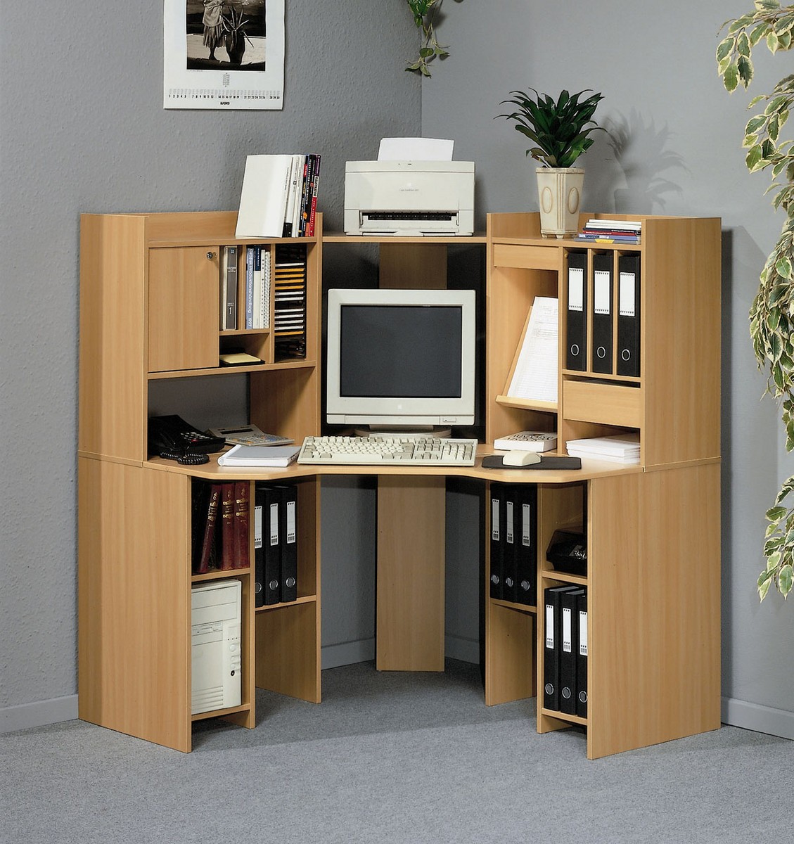 Computer desk shelving unit