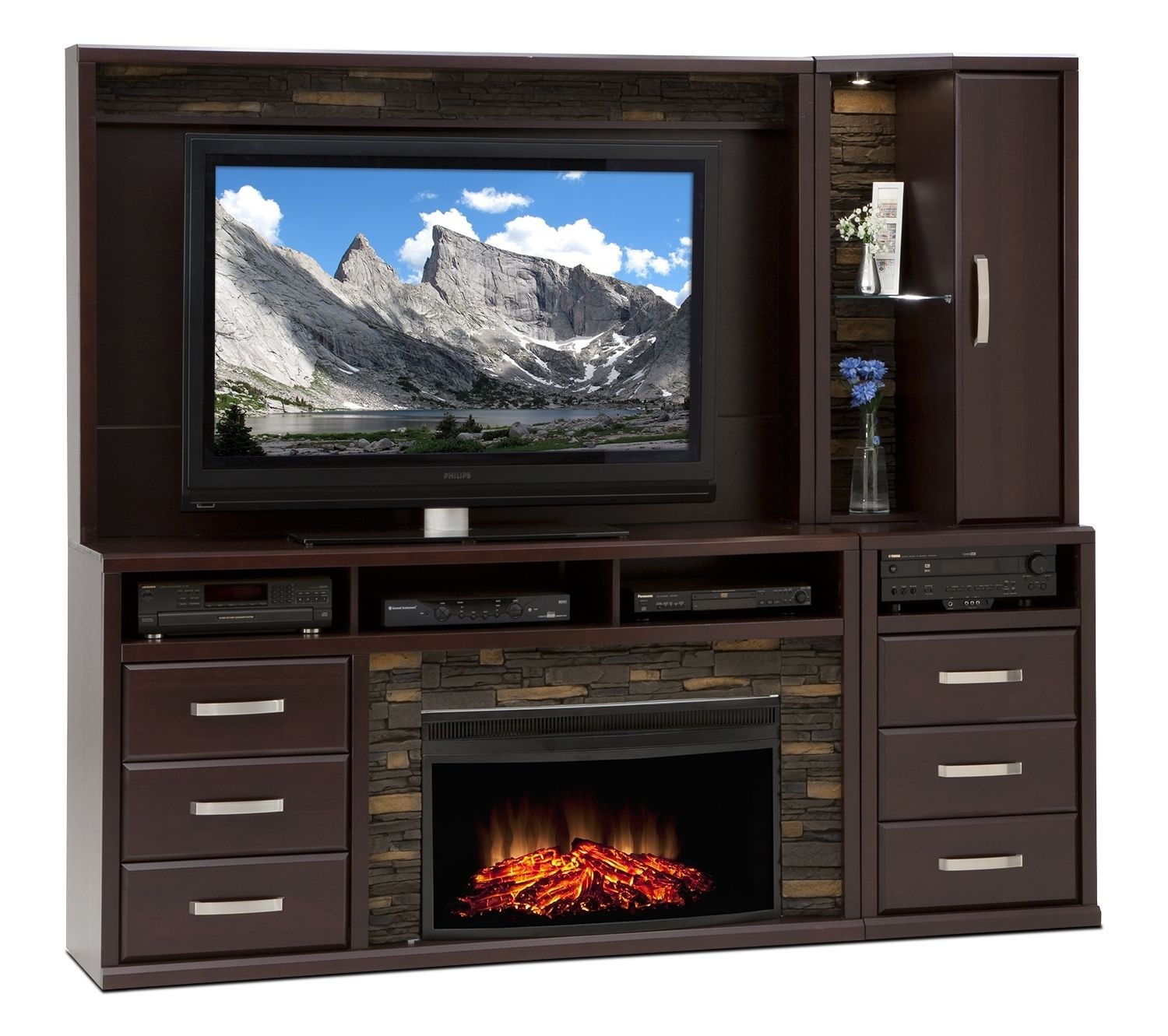 Entertainment furniture gamble 5 pc fireplace wall unit 2