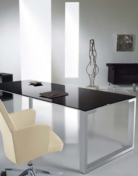 Estime contemporary glass top desk