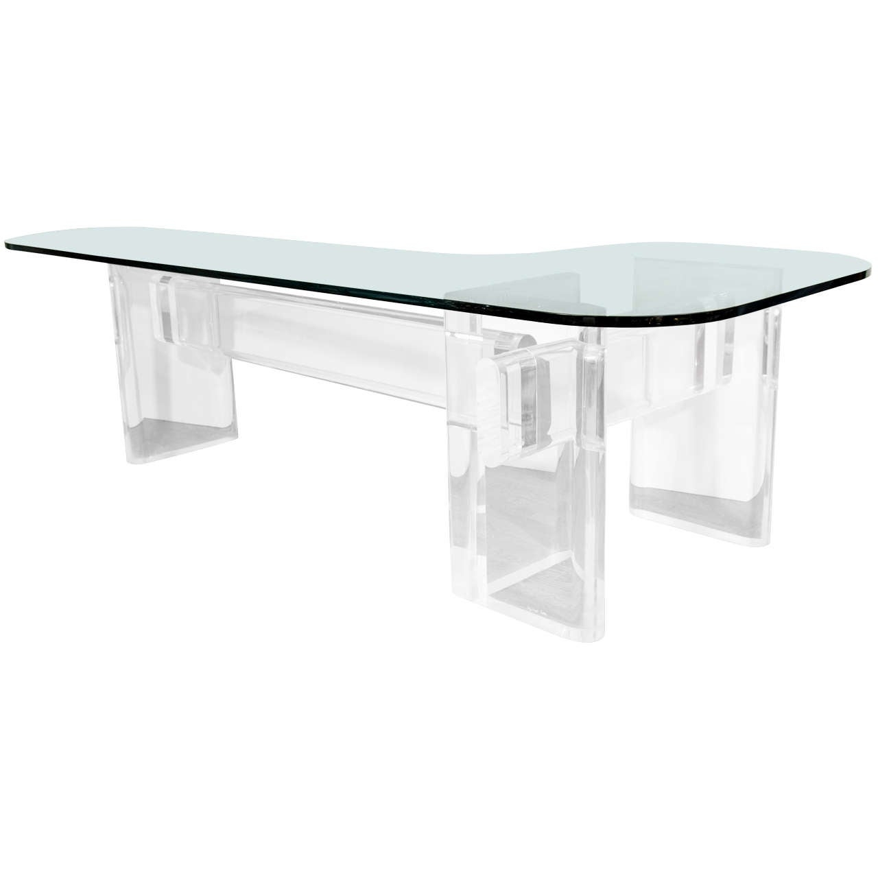 Clear glass top transparent desk leg l shaped glass desk