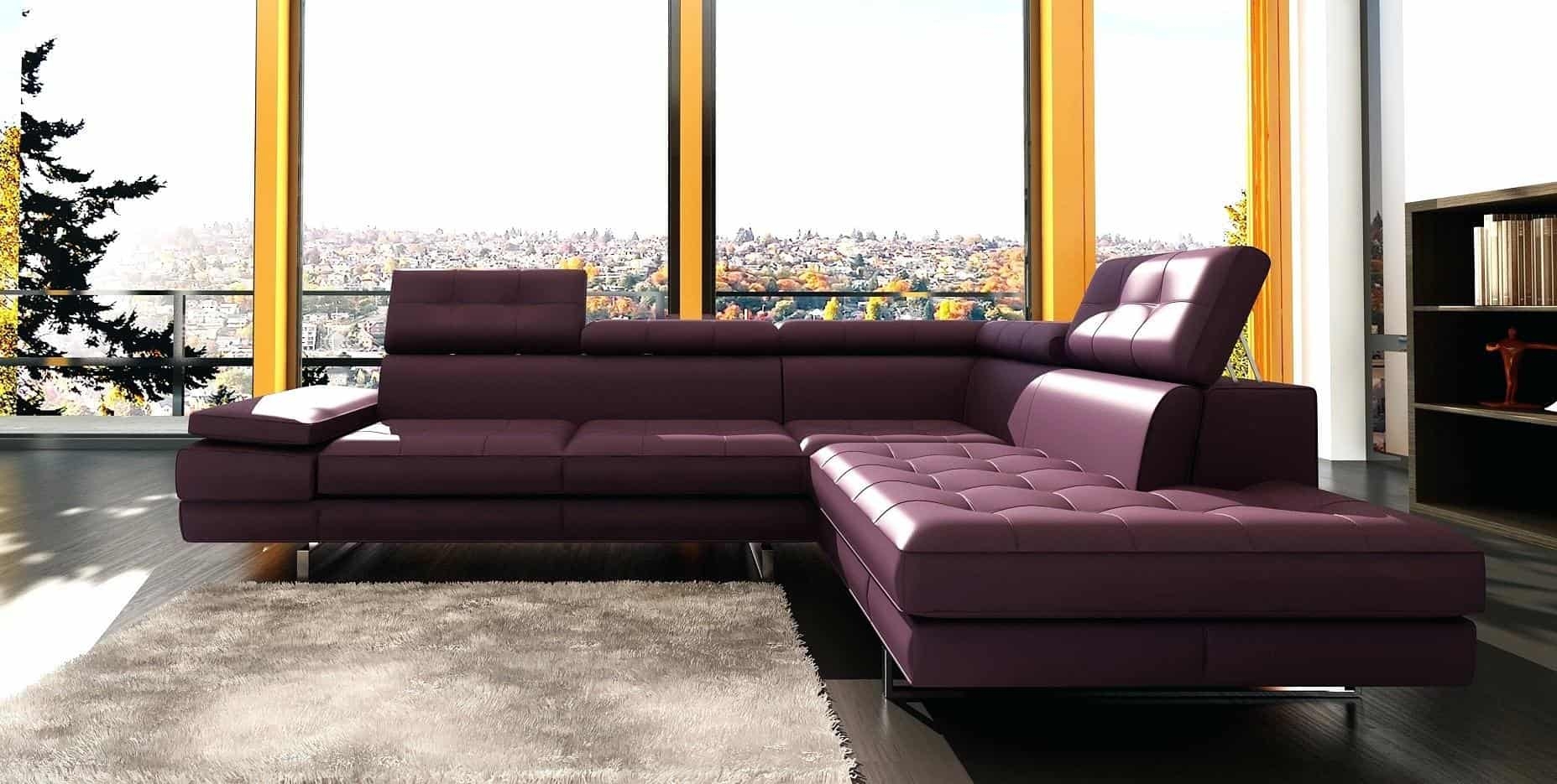 Faenza leather corner sofa with right hand chaise purple 5057