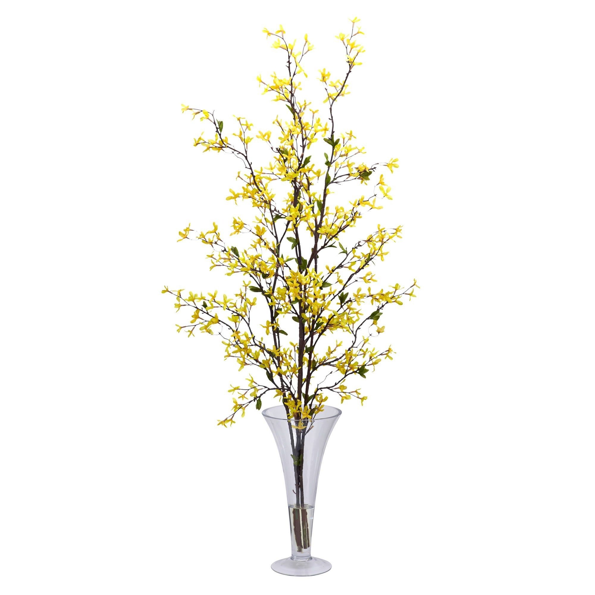 Artificial florals silk arrangements forsythia w vase silk flower