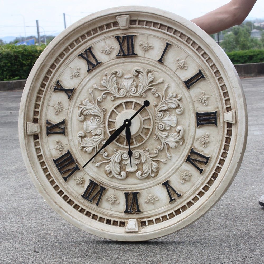Classic roman number round jaffaite clock large antique style cream