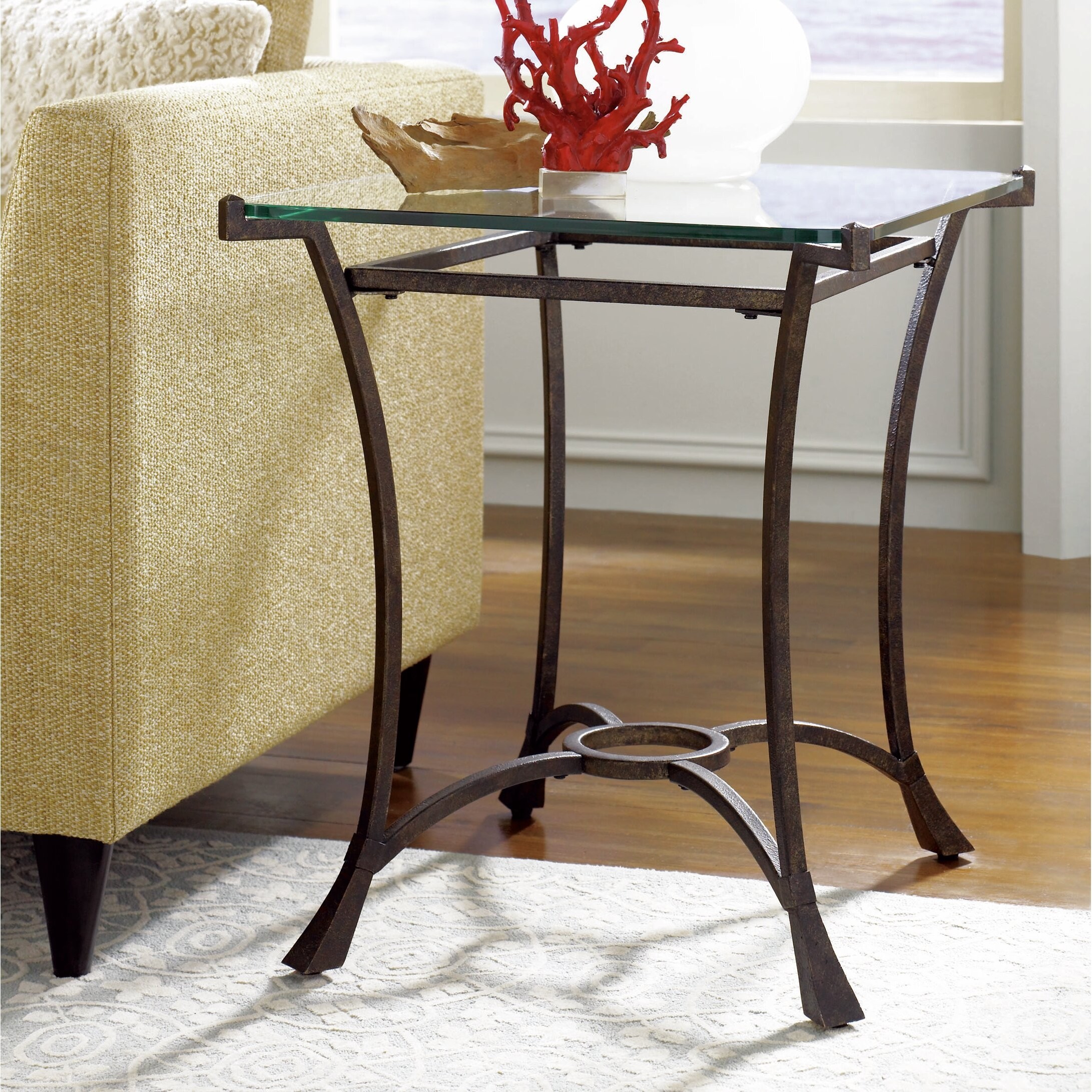 Glass top end tables metal