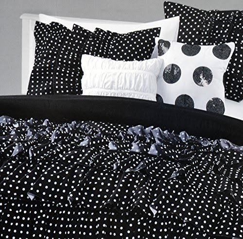 Ruffle polka dot full queen duvet cover 3 piece set