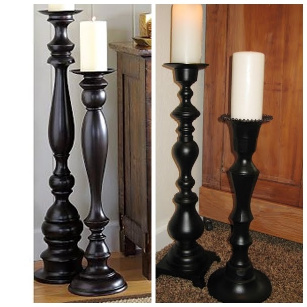 Wooden floor standing candle holders