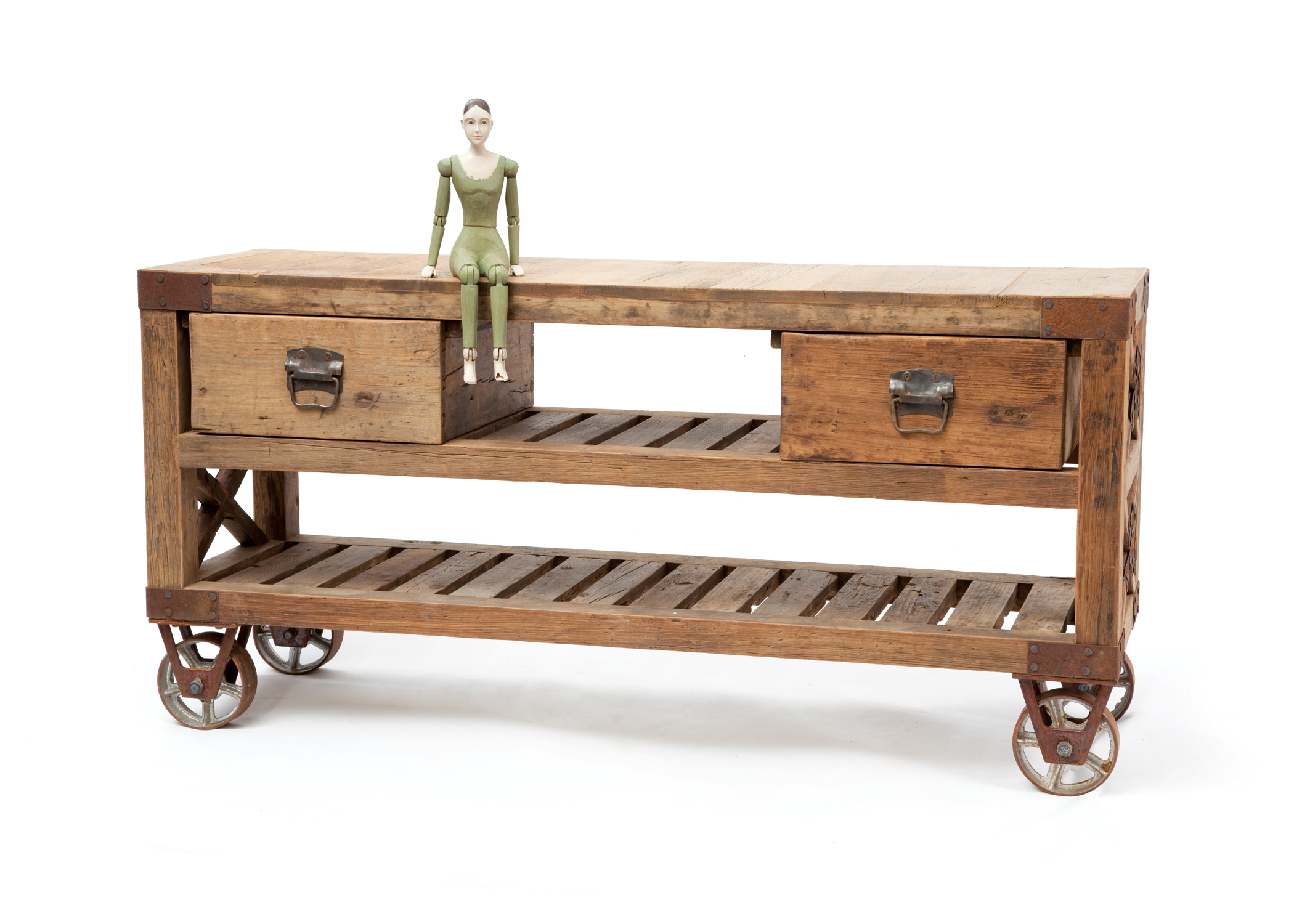 Stamford Reclaimed Wood Lodge Rustic Cart Table Traditional Kitchen Islands And Kitchen Carts