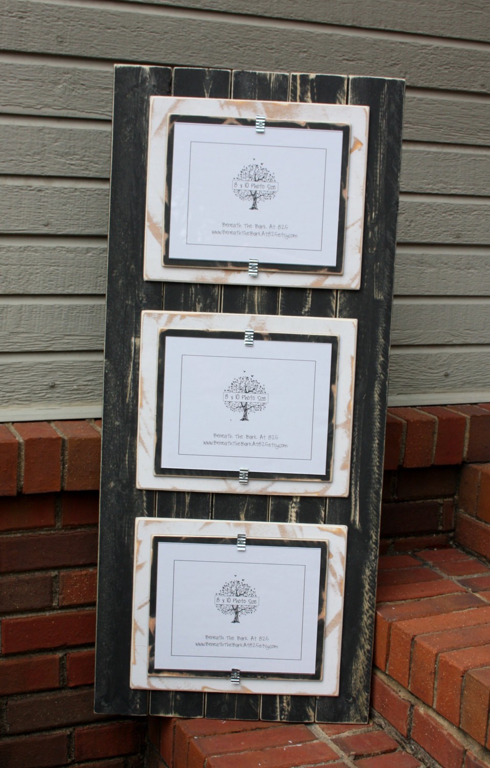 8x10 picture frame distressed wood double mats holds 3 8x10