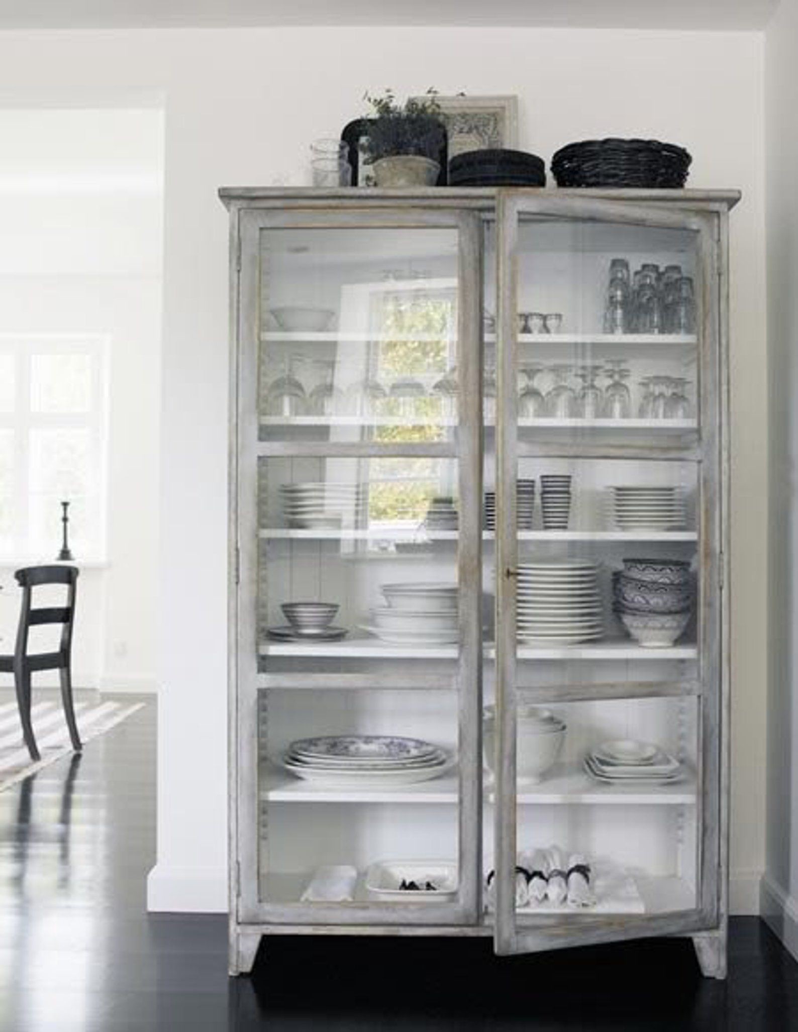 Glass front cabinet for dish storage 1
