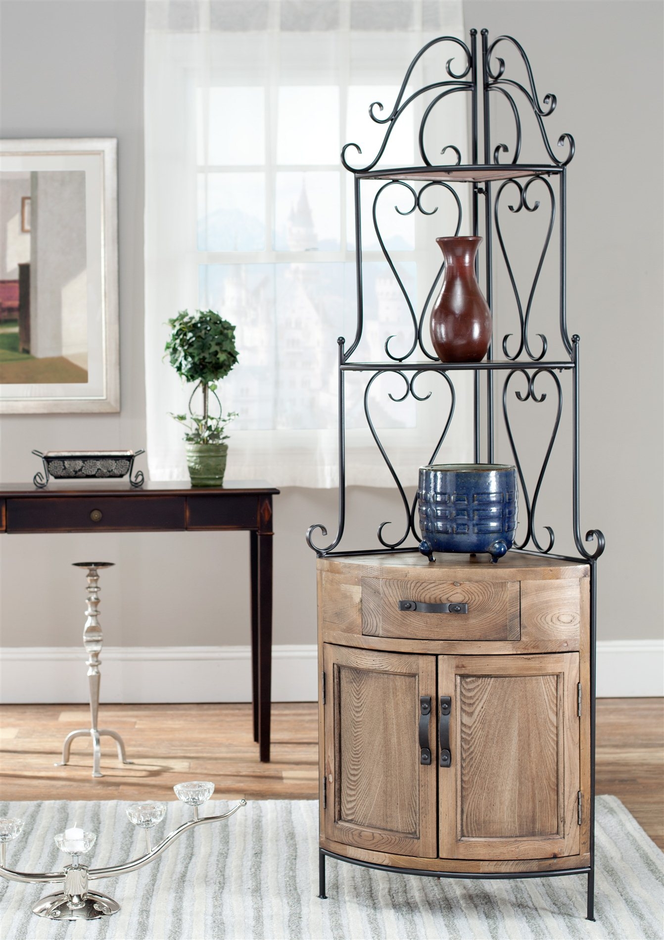Kitchen bakers rack cabinets