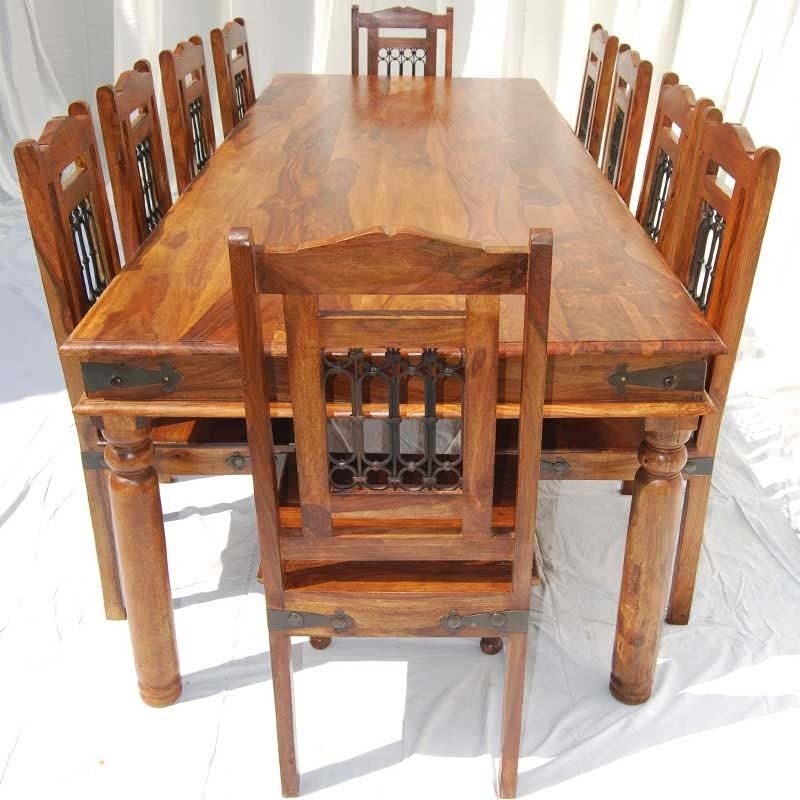 Large dining table chairs set for 10 seat people solid