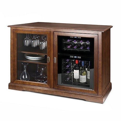 Mezzo wine credenza walnut and 24 bottle touchscreen wine refrigerator